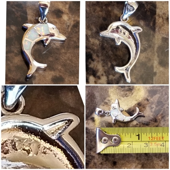 Genuine Australian Fire Opal Dolphon Pendant - Picture 4 of 4